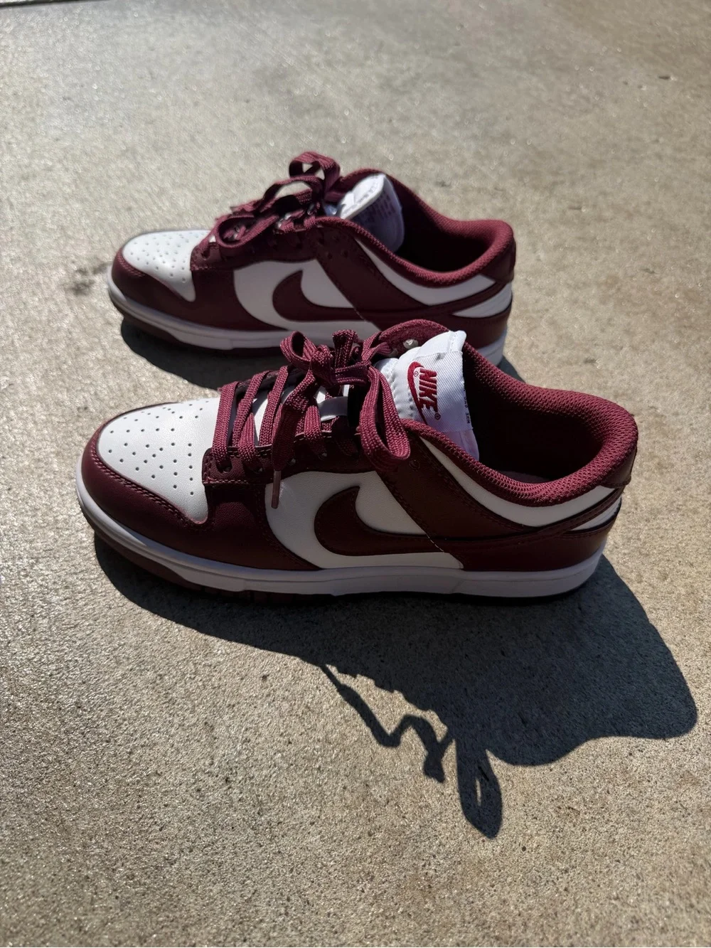 Nike Maroon and White Low-Top Sneakers